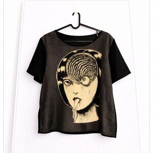 PAOM One-of-One Artist-Designed Silk Boxy Top  Junji Ito Eyeball Size L